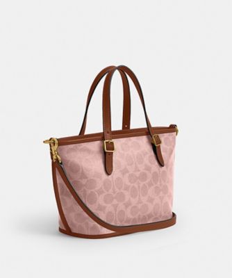 COACH シグネチャートートバッグ　CAL49 ピンク　レディース タクシー トート バッグ 21・シグネチャー キャンバス | COACH